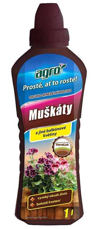 AGRO Organominerální kapalné hnojivo na muškáty 1 l